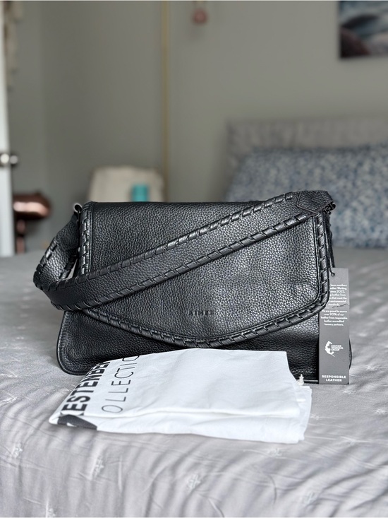 Aimee Kestenberg Handbags - Aimee Kestenberg All For Love Black Pebbled Leather Shoulder Bag Whip Stitch